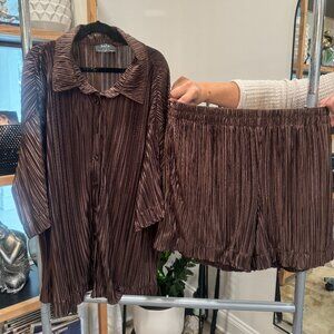 West Coast Best Coast Plissé Short Set in Mocha